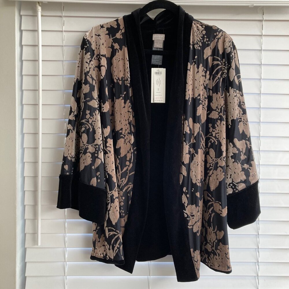 CHICO Travelers Floral Velvet Jacket New